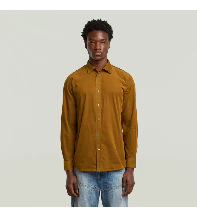G-star Camicia uomo marrone in cotone manica lunga