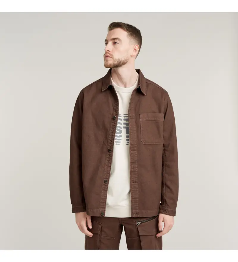 per uomo D25215-D752-G701 Giacca comoda con tasca marrone (XS), Casual, Cotone, Manica lunga, Sostenibile