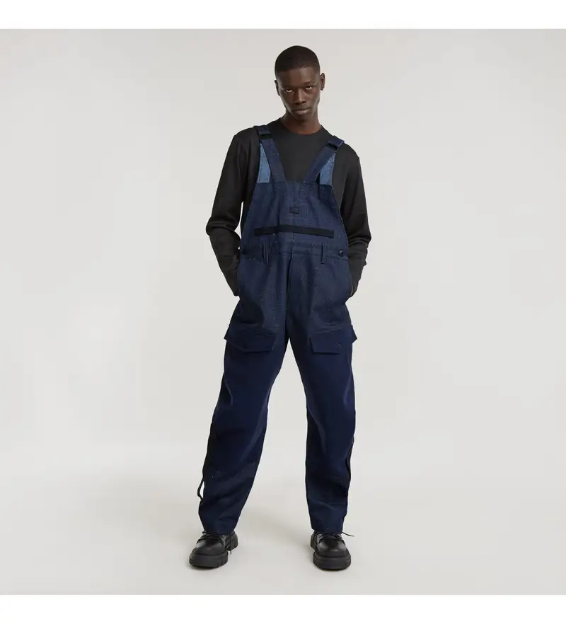 per uomo D25670-D804-001 Tuta lunga con pettorina GSRR blu (M), Casual, Cotone biologico, Sostenibile