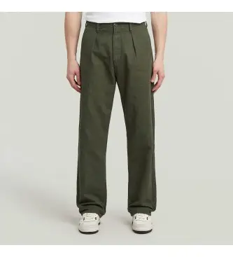 per uomo D26126-D752-B575 Pantaloni chino plissettati verdi rilassati (26/32), Casual, Verde, Cotone