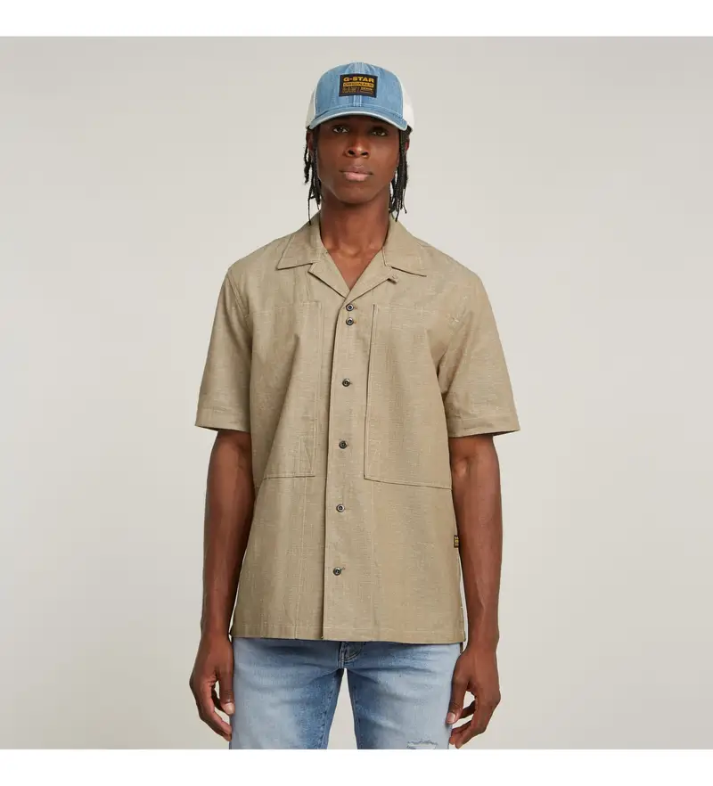 per uomo. D26190-D914-H051 Camicia Workwear Resort Regular Taupe (XS), Casual, Cotone, Manica corta