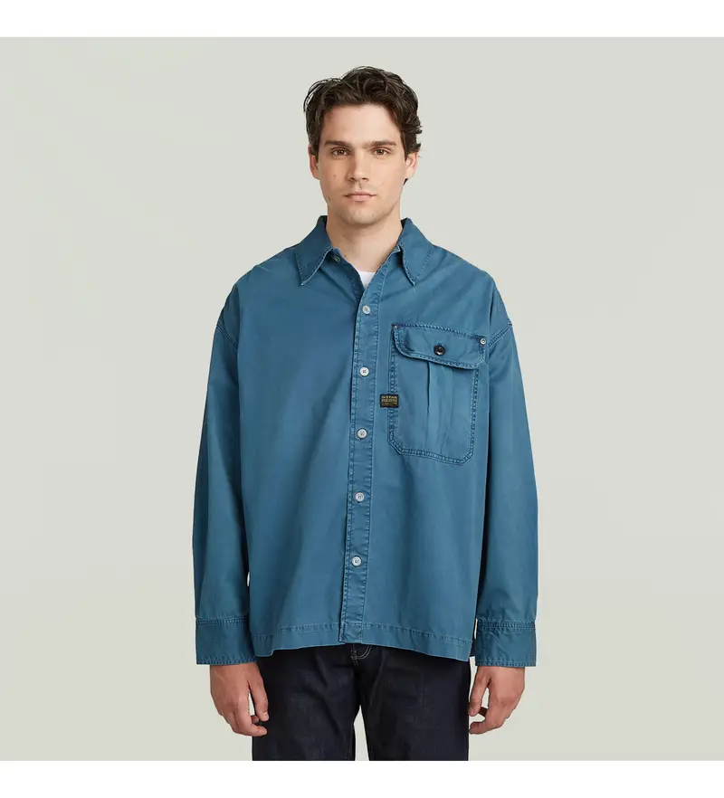 per uomo D26255-D947-G925 Camicia blu a maniche lunghe con pieghe squadrate (XS), Casual, Manica lunga, Sostenibile, Cotone Riciclat