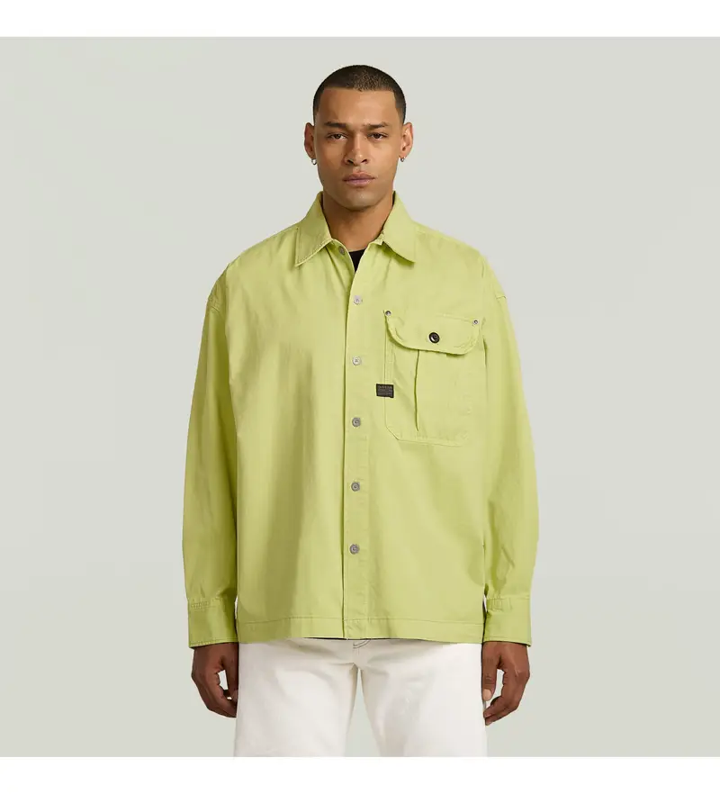 per uomo. D26255-D947-H160 Camicia verde a maniche lunghe con pieghe squadrate (M), Casual, Manica lunga, Sostenibile, Cotone Ricicla