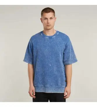 per uomo D26285-D575-H225 Felpa blu ampia con lavaggio acido (S), Casual, Cotone biologico, Sostenibile