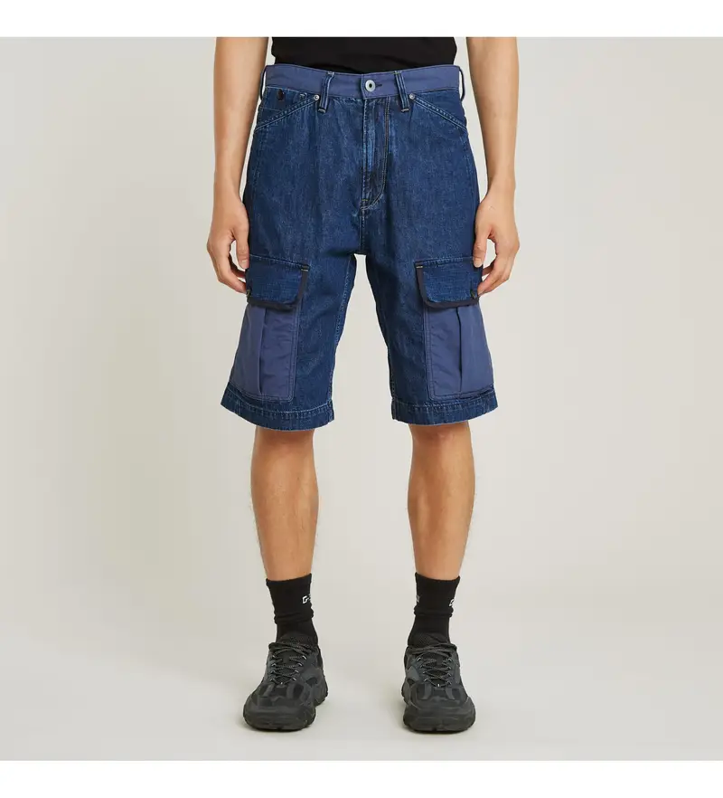 per uomo D26313-D934-H135 Pantaloncini cargo Bend 3D in tessuto misto blu (29), Casual, Sostenibile, Cotone Riciclato