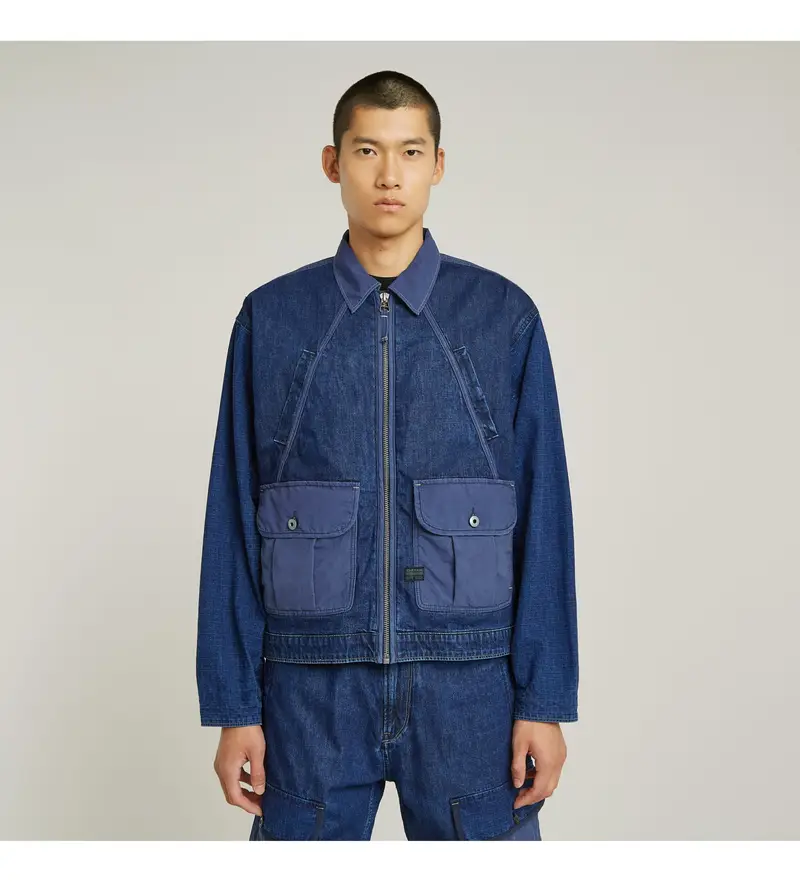 G-star Giacca blu uomo in cotone biologico, stile casual