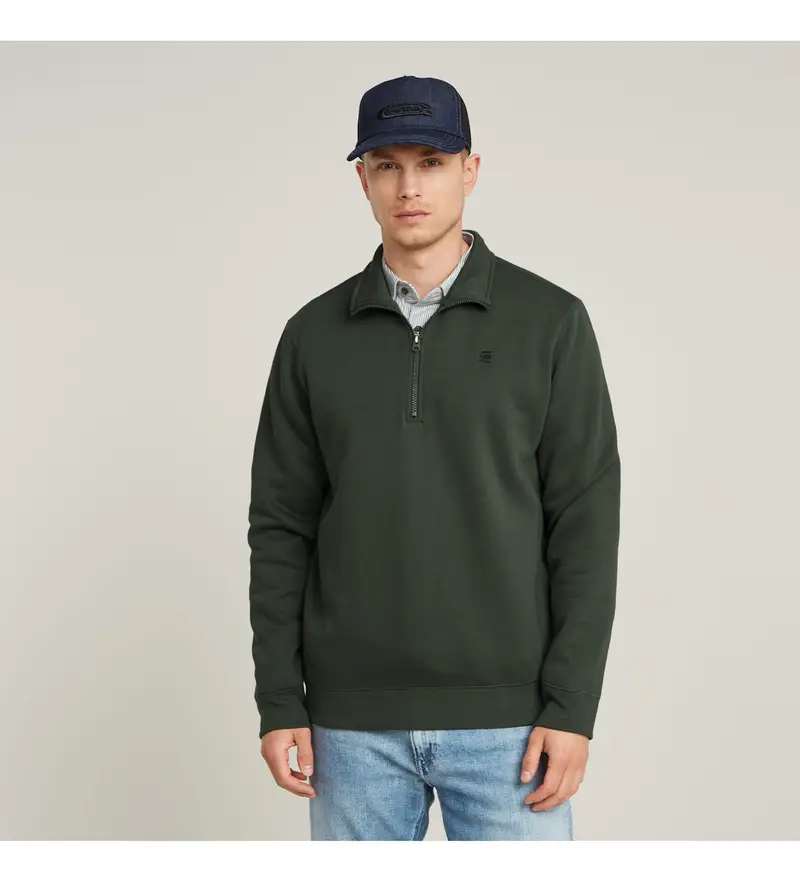 per uomo. D26459-C235-996 Felpa Premium Core Half Zip Verde (XS), Casual, Cotone