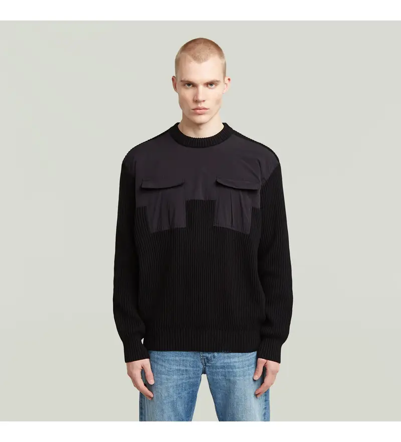 per uomo. D26725-C868-6484 Maglione nero in maglia mista (M), Casual, Cotone