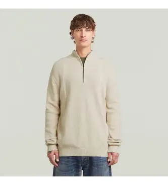 per uomo D26726-C868-1603 Maglia beige con mezza zip (XS), Casual, Cotone