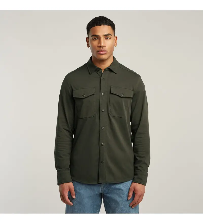 per uomo. D26765-C784-995 Maglia con tasche marine verdi (XXL), Casual, Verde, Cotone, Manica lunga