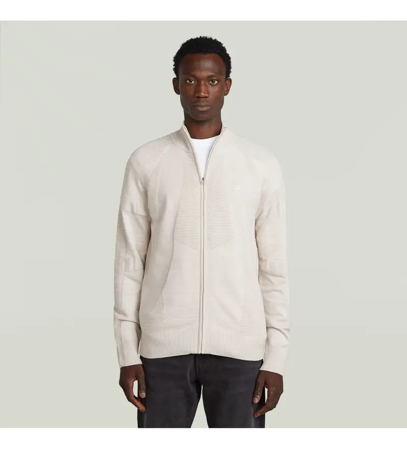 per uomo D26778-C259-G908 Maglione 3D Biker Full Zip beige (M), Casual, Acrilico, Cotone biologico, Sostenibile