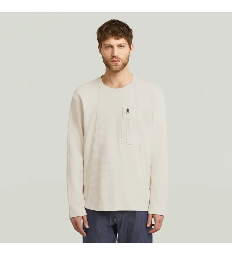 per uomo D26827-E164-1603 Maglietta beige Tweeter Line (S), Casual, Cotone, Manica lunga