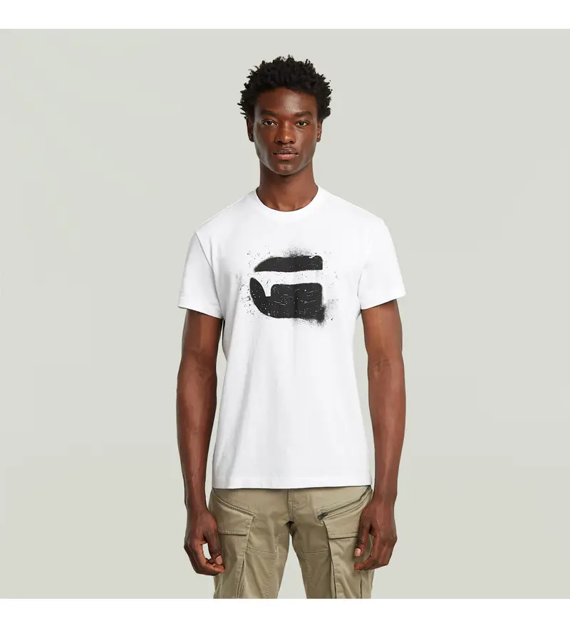 per uomo D26833-D101-110 Maglietta con logo spray bianco (L), Casual, Cotone, Manica corta