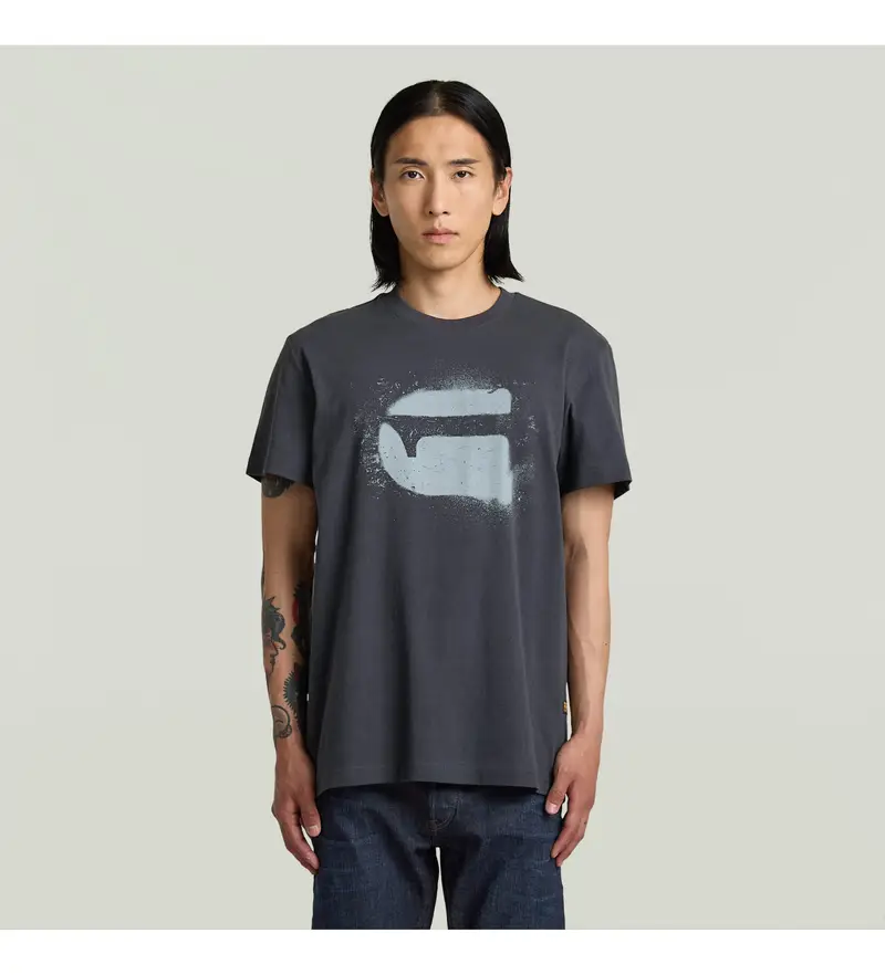 per uomo D26833-D101-H392 Maglietta blu con logo Spray G RT (L), Casual, Poliestere, Manica corta