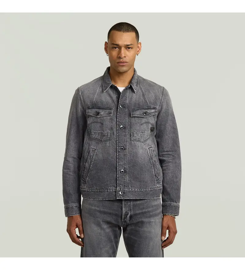 per uomo D26919-D537-H147 Giacca grigia a trapezio slim (S), Casual, Grigio, Cotone, Denim