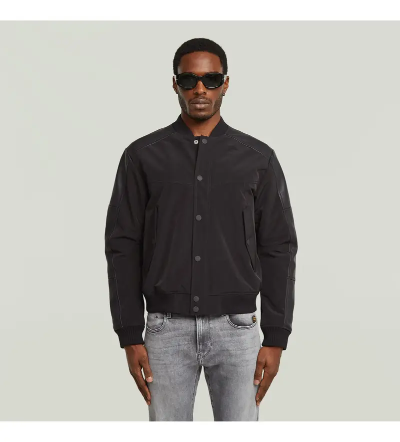 per uomo D26928-C408-8299 Giacca nera da college (L), Nero, Casual, Poliestere Pelle