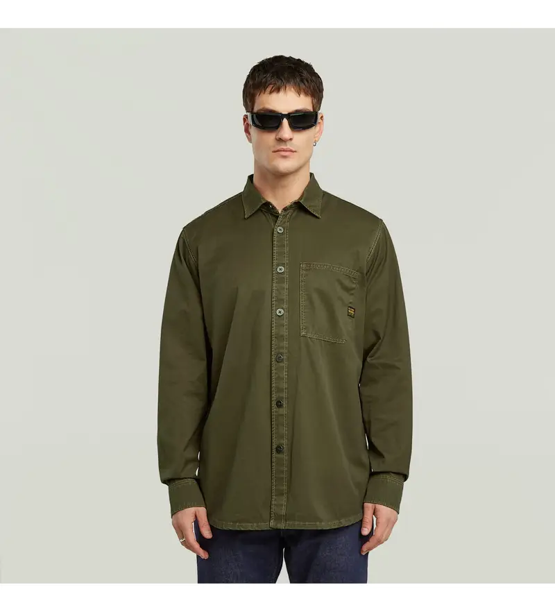 per uomo. D27083-D947-H159 Camicia verde regolare con 1 tasca (XXS), Casual, Manica lunga, Sostenibile, Cotone Riciclato