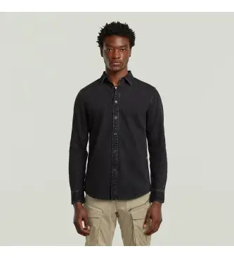 per uomo D27681-D942-H497 Camicia nera slim pulita (XS), Nero, Casual, Cotone, Manica lunga Naturale