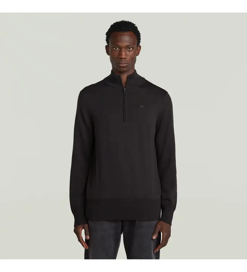 per uomo D27710-B692-6484 Maglia Premium Core Half Zip nera (XS), Nero, Casual, Lana, Manica lunga