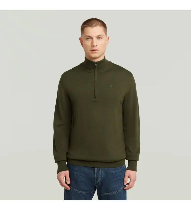 per uomo. D27710-B692-995 Maglia Green Premium Core Half Zip (M), Casual, Verde, Lana