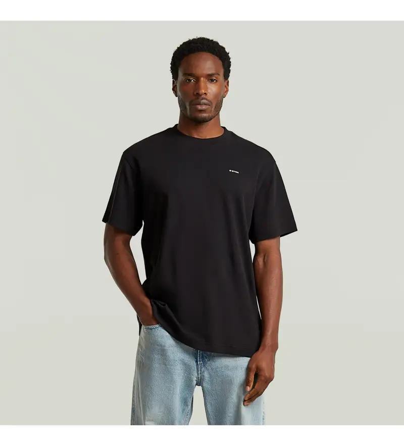 per uomo D28609-C812-6484 Maglietta nera True Regular (L), Nero, Casual, Cotone, Manica corta