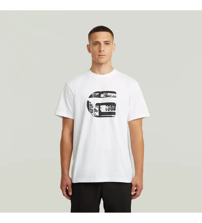 G-star Maglia Uomo Bianco con Grafica G Icon in Cotone