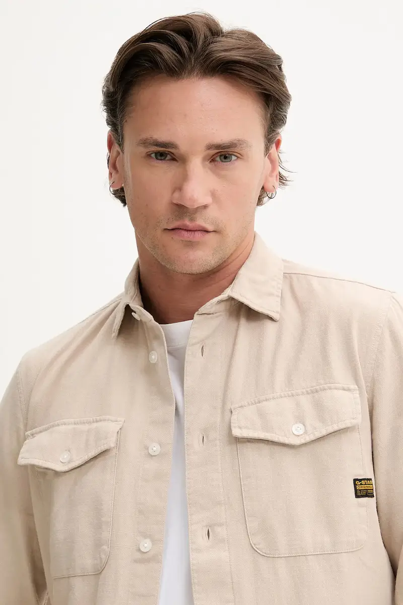 Raw camicia in cotone uomo colore verde Beige miniatura 4