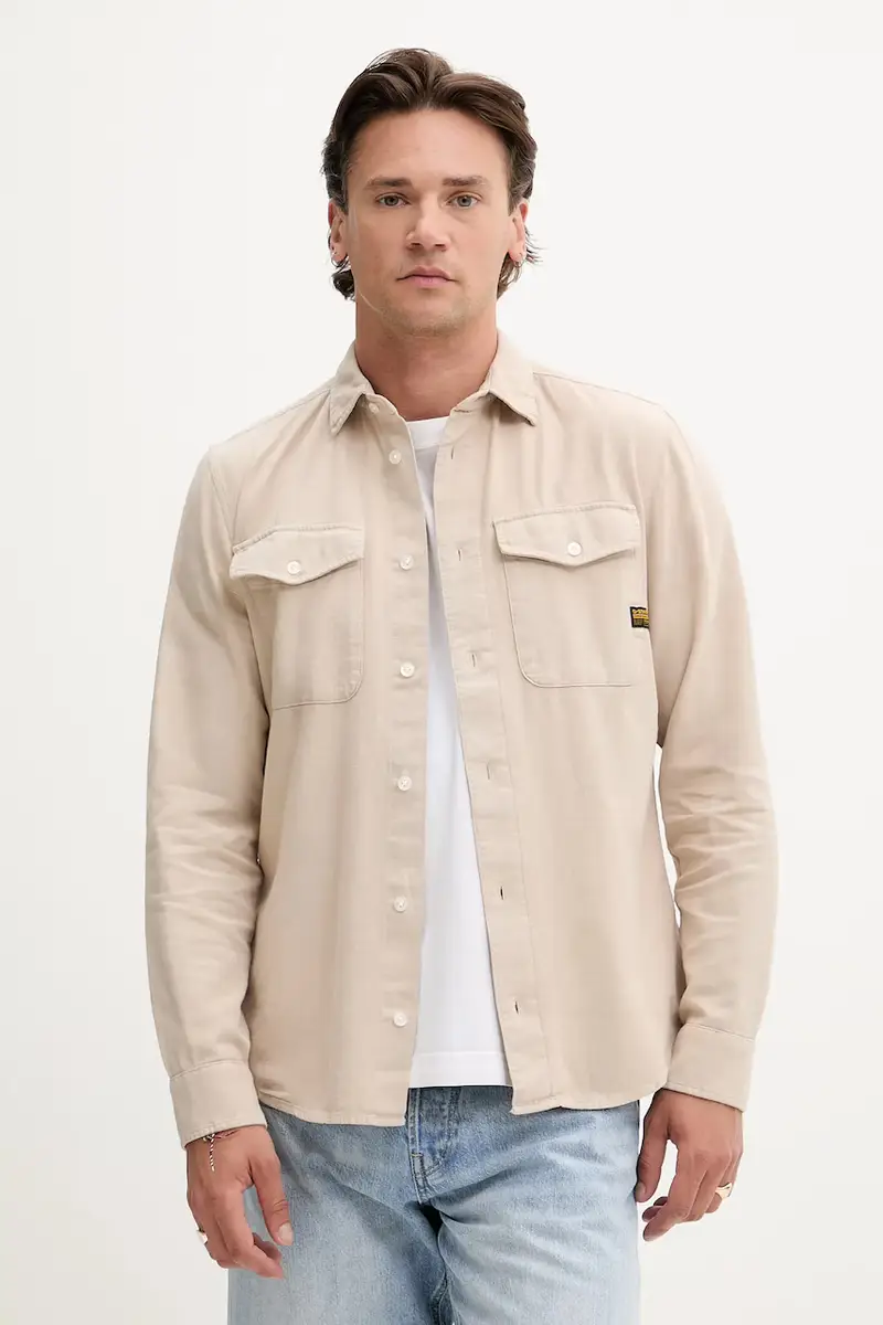 Raw camicia in cotone uomo colore verde Beige