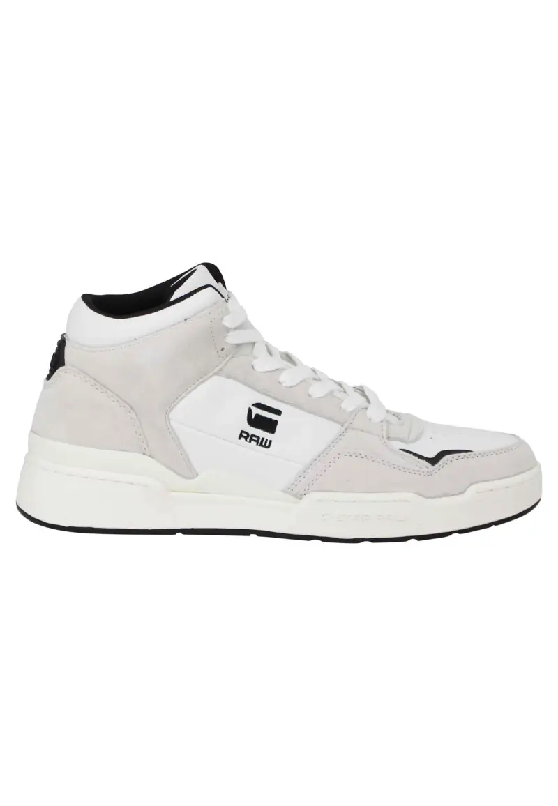 Sneakers a stivaletto uomo Attacc Mid in pelle bianca con riporti neri Uomo 2212 040711 1000
