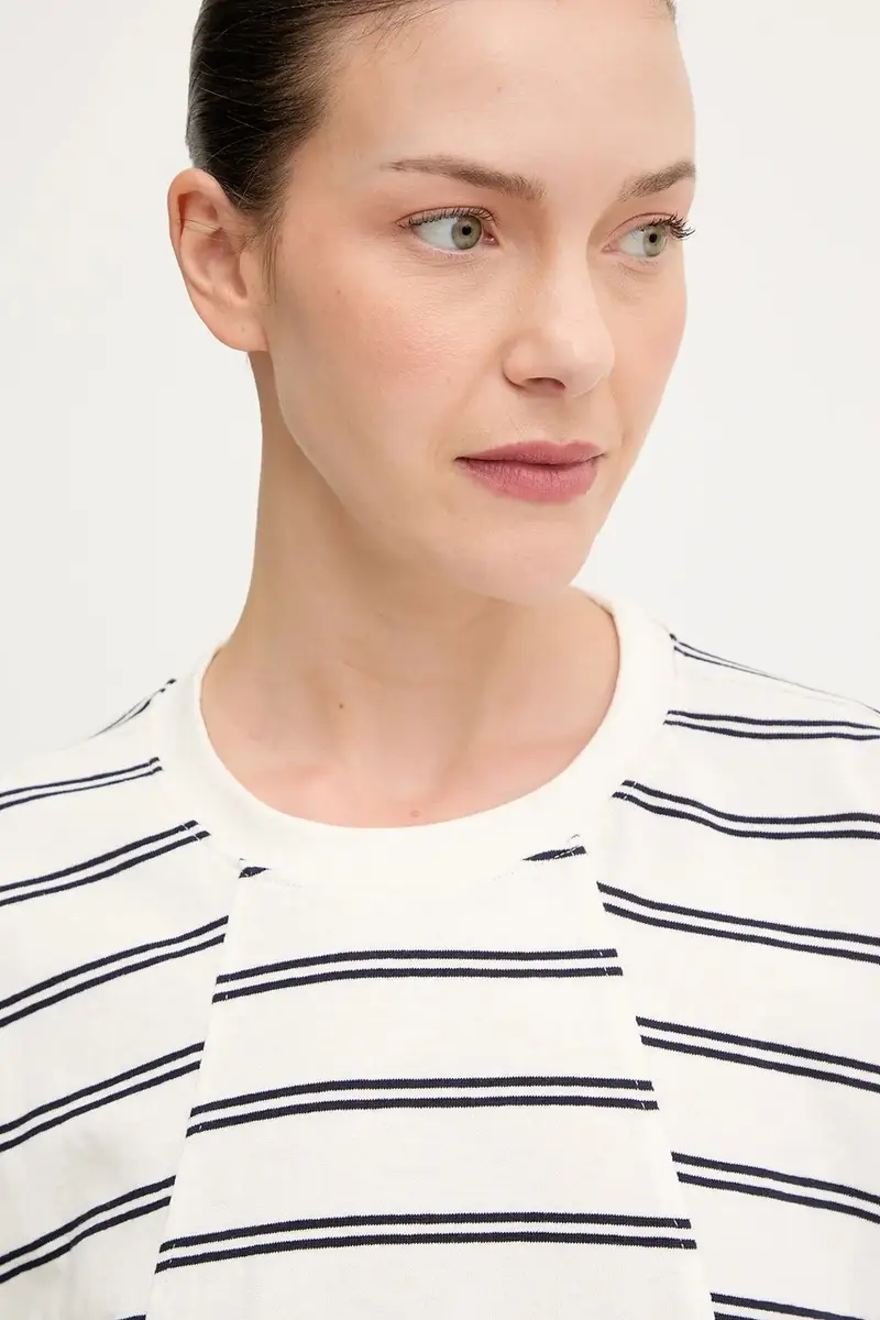 t-shirt in cotone colore beige D27183.E134 miniatura 4