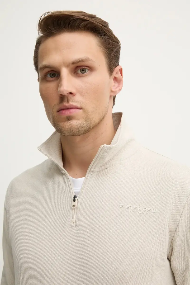 top a maniche lunghe in cotone colore beige D26452-D617 miniatura 4