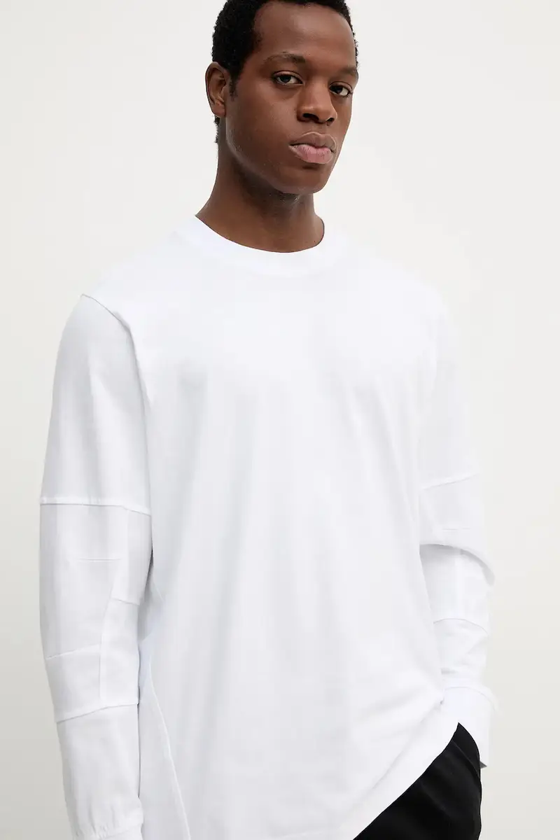 top a maniche lunghe in cotone colore bianco D26831.C336 miniatura 4