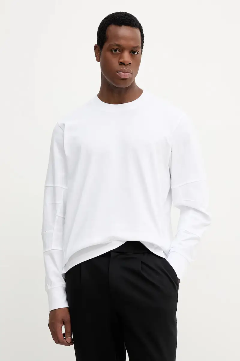 top a maniche lunghe in cotone colore bianco D26831.C336