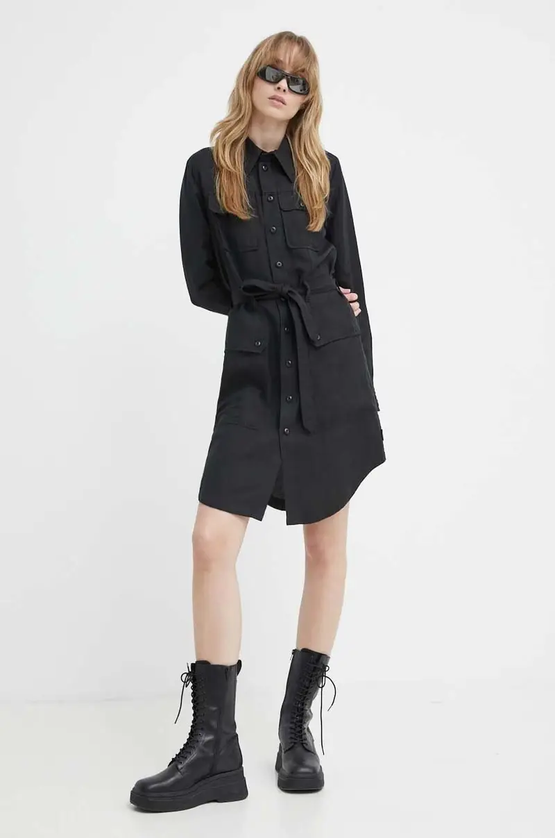 vestito con aggiunta di lino colore nero