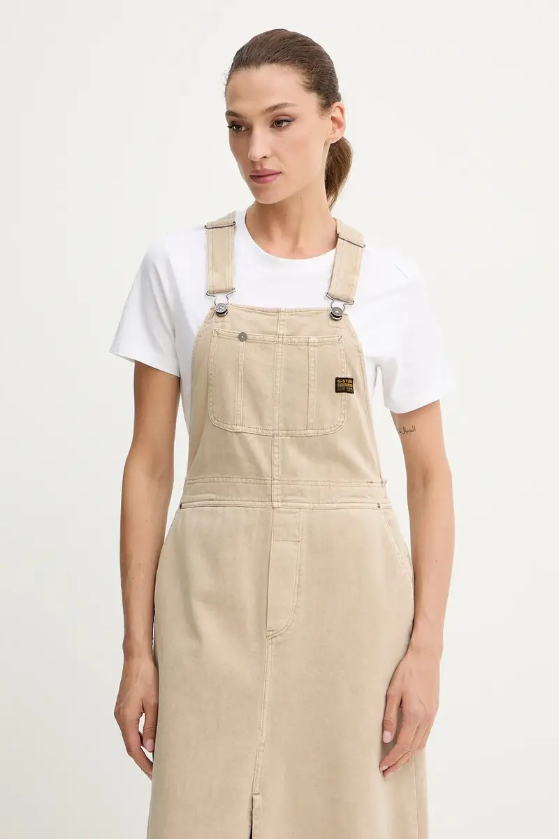 vestito di jeans 0 colore beige D26965.E078 miniatura 5