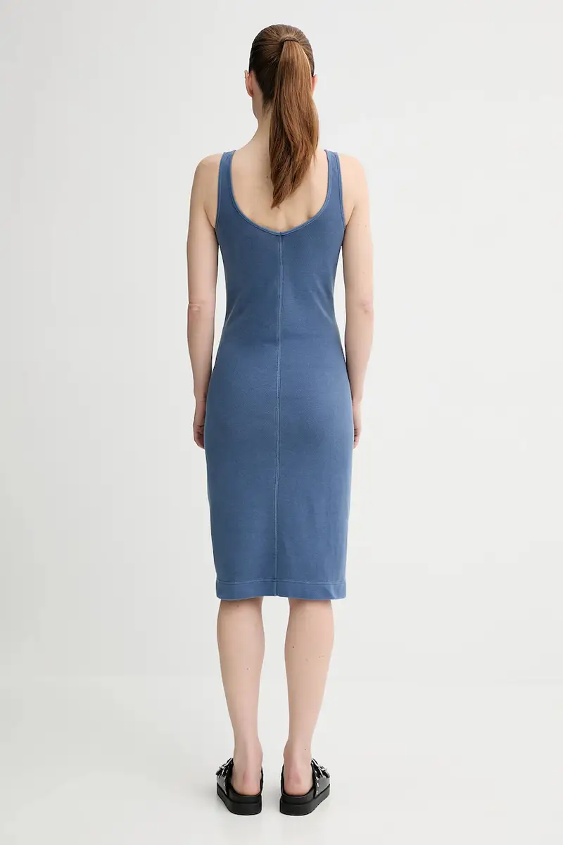 vestito in cotone colore blu D26593-E040 miniatura 3