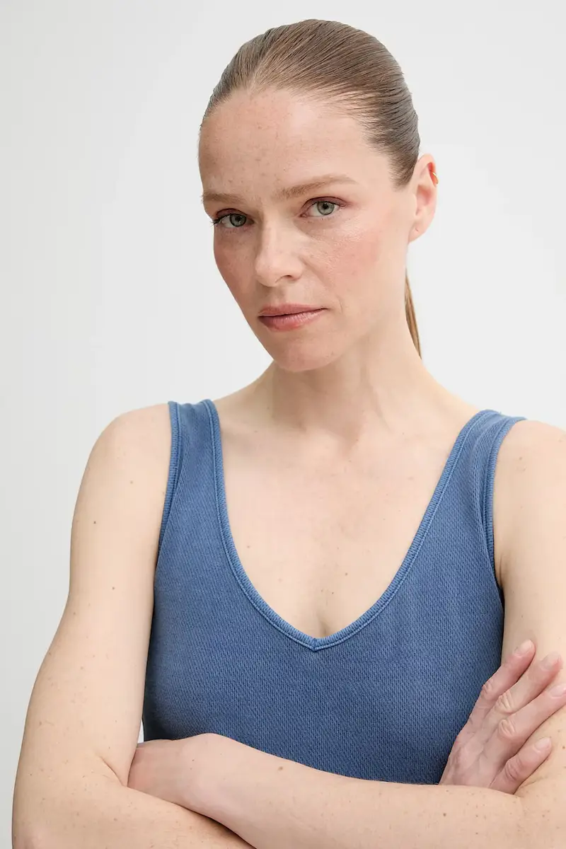 vestito in cotone colore blu D26593-E040 miniatura 4