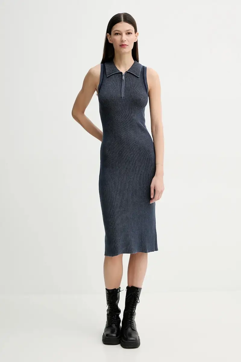 vestito in cotone colore blu navy D25850-E132