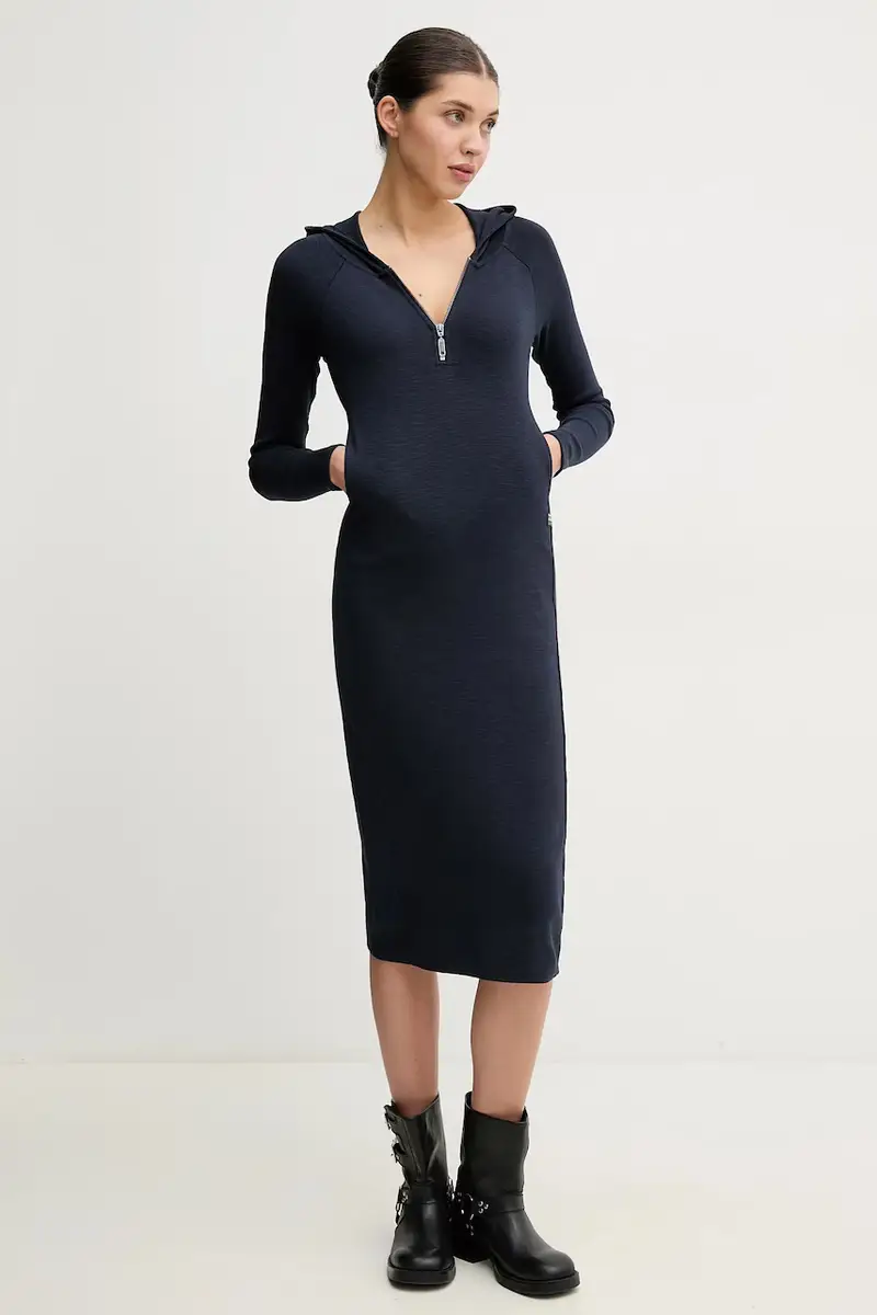 vestito in cotone colore blu navy D26083-D958 miniatura 2