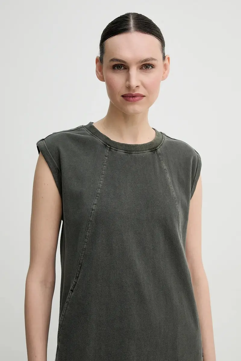 vestito in cotone colore grigio D26081-C756 miniatura 4