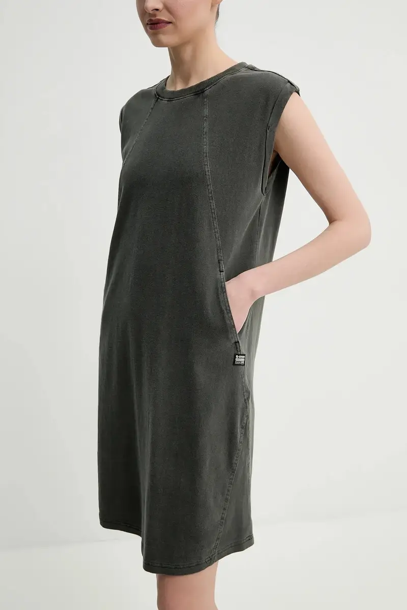 vestito in cotone colore grigio D26081-C756 miniatura 5