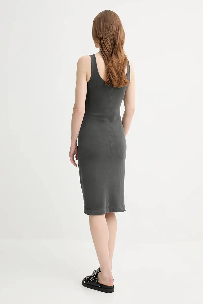 vestito in cotone colore grigio D26593-E040 miniatura 3