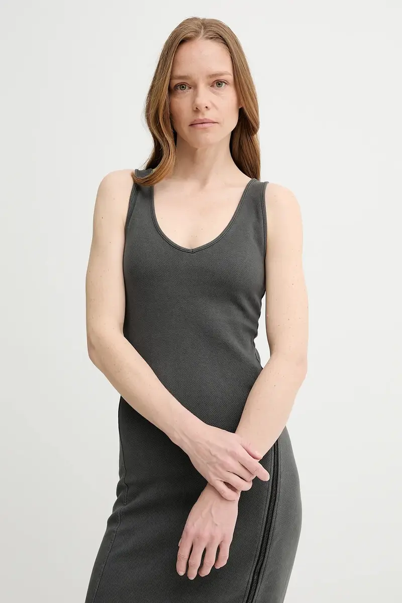 vestito in cotone colore grigio D26593-E040 miniatura 5