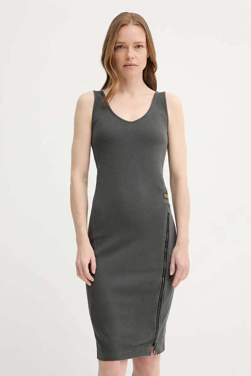 vestito in cotone colore grigio D26593-E040