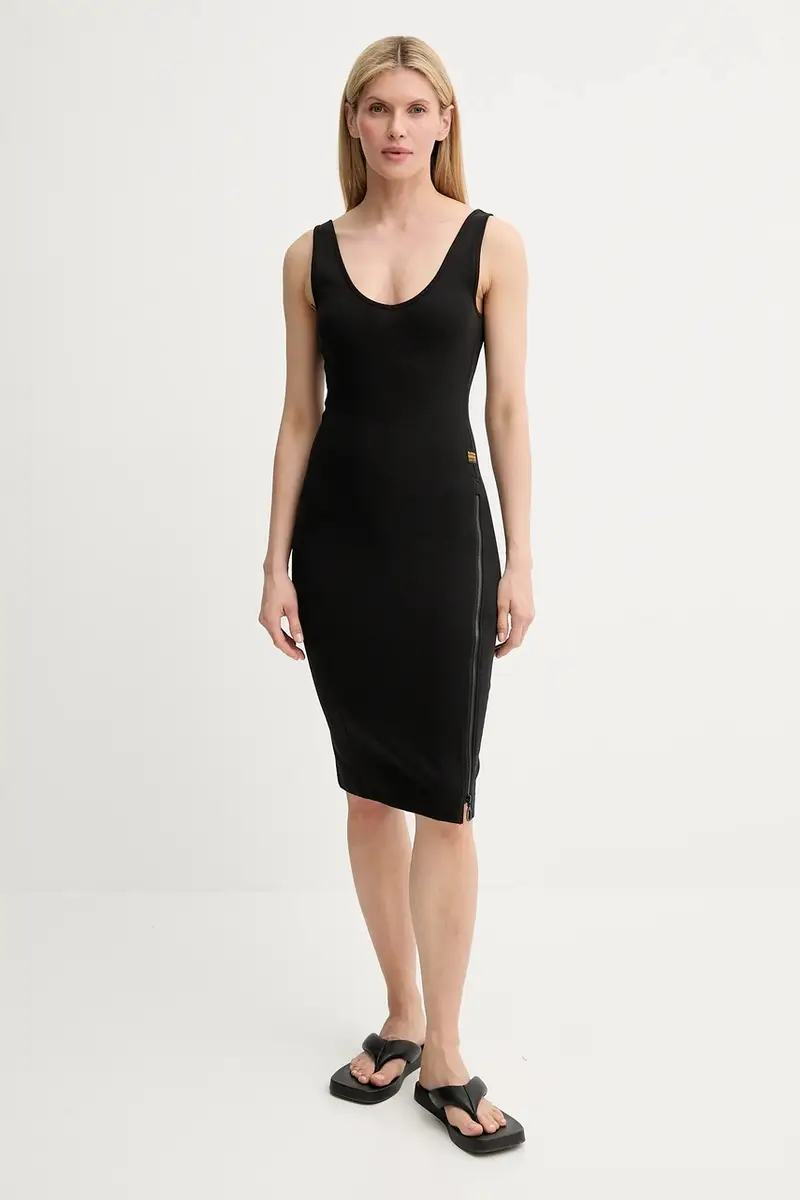 vestito in cotone colore nero D26593-D275 miniatura 2