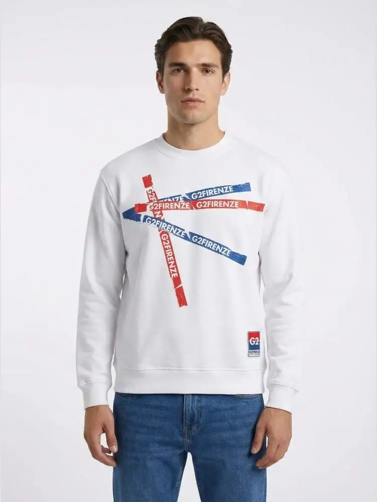 felpa bianca uomo logo multicolor