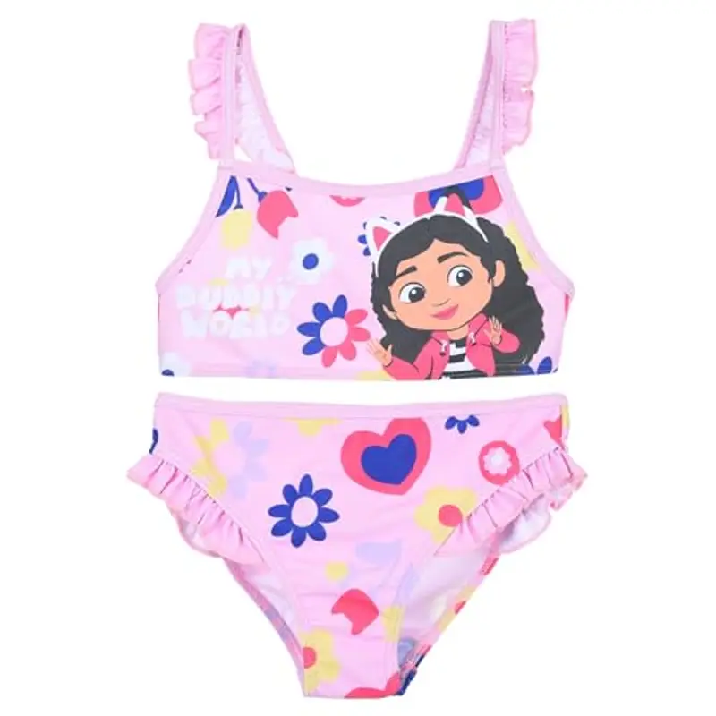 Gabby's Dollhouse - Bambina - Costume da Bagno Intero 1 Pezzo o Bikini 2 Pezzi o Monokini Mare Piscina - Licenza Ufficiale [180052 Intero Rosa - 8 Anni] miniatura 2