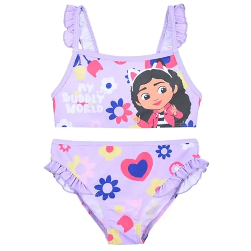 Gabby's Dollhouse - Bambina - Costume da Bagno Intero 1 Pezzo o Bikini 2 Pezzi o Monokini Mare Piscina - Licenza Ufficiale [180052 Intero Viola - 3 Anni] miniatura 2