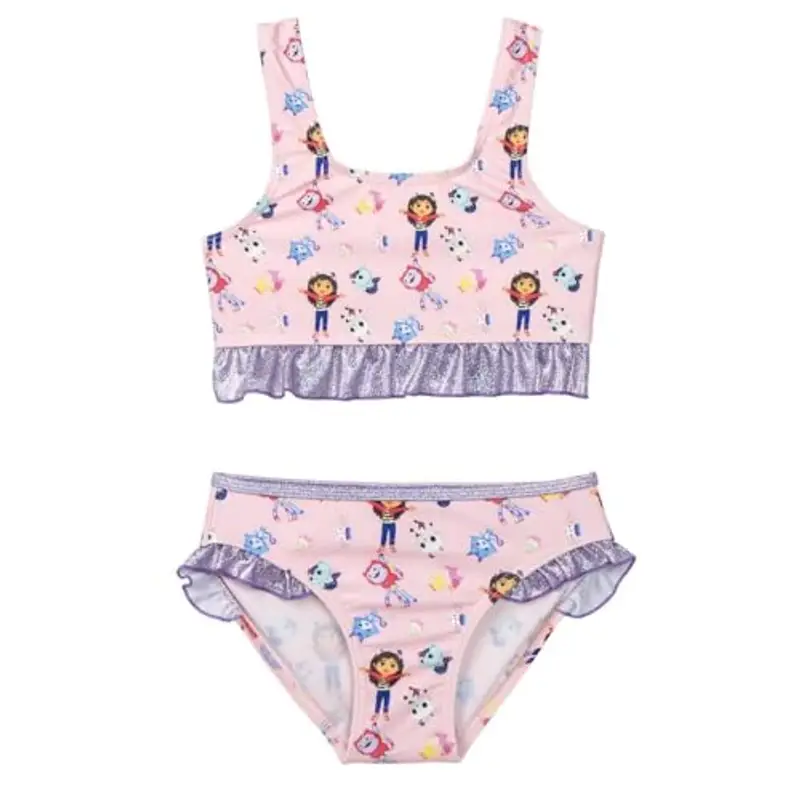 Gabby's Dollhouse - Bambina - Costume da Bagno Intero 1 Pezzo o Bikini 2 Pezzi o Monokini Mare Piscina - Licenza Ufficiale [2174 Bikini Rosa - 3 Anni] miniatura 2