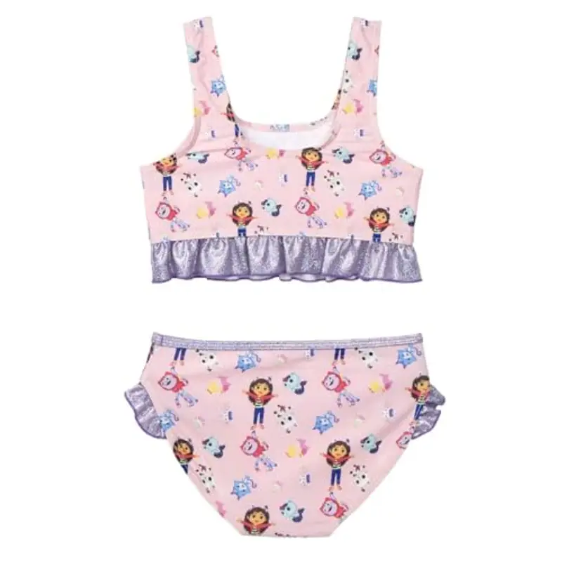 Gabby's Dollhouse - Bambina - Costume da Bagno Intero 1 Pezzo o Bikini 2 Pezzi o Monokini Mare Piscina - Licenza Ufficiale [2174 Bikini Rosa - 3 Anni] miniatura 3